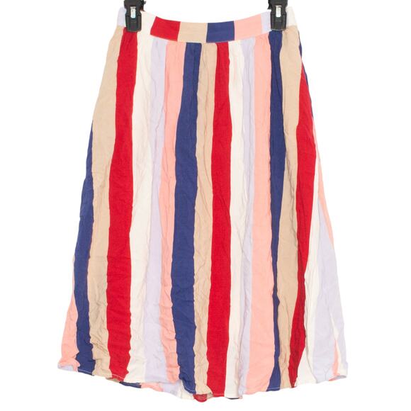 ModCloth Womens Skirt Midi Rainbow Stripe Side Zip Lined Pockets Size Small EW - Picture 1 of 6